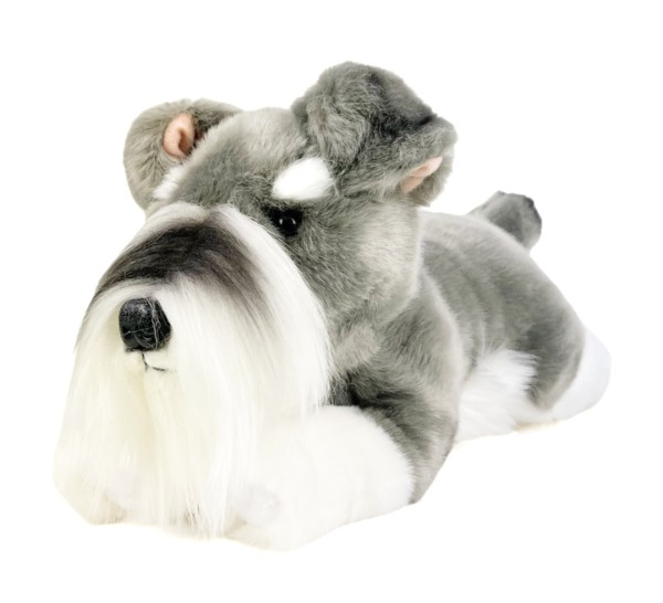 Kuscheltier Schnauzer liegend grau/weiß 28 cm Plüschhund
