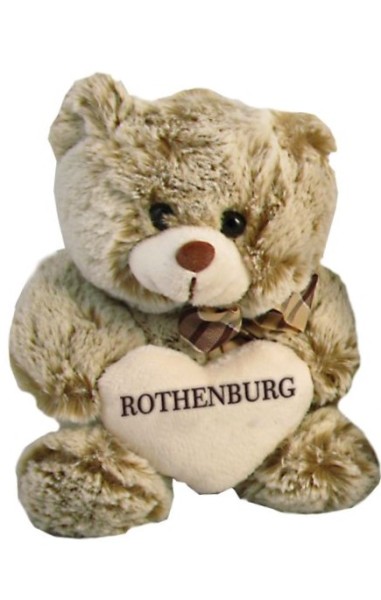 Bär mit Herz "I love Rothenburg" 18 cm graubraun meliert