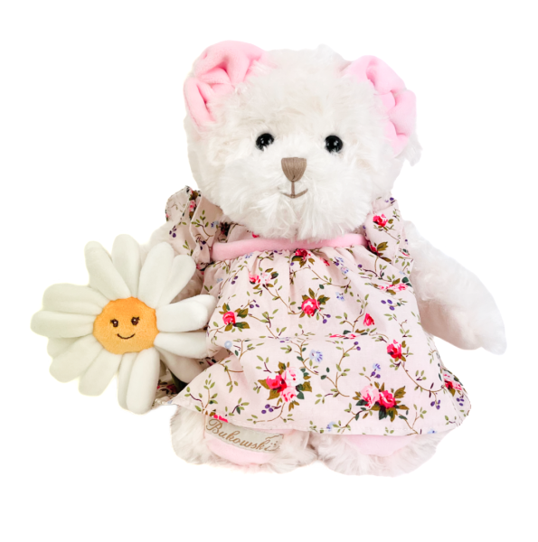 Bukowski Teddybär Elisa mit Blume weiß/rosa 25 cm