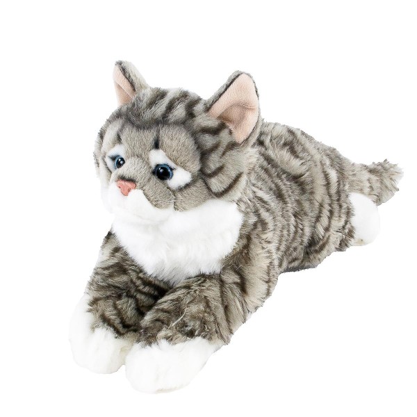 Kuscheltier Katze liegend grau 40 cm Plüschkatze Uni-Toys