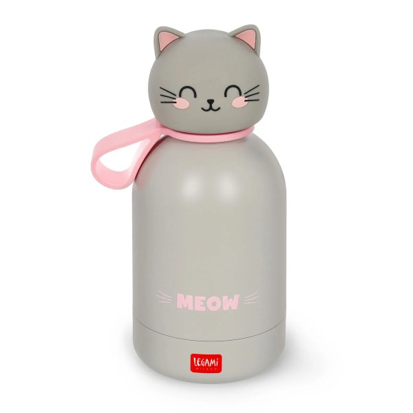 Thermosflasche Katze Kitty 19 cm grau/rosa Hot&Cold BFF