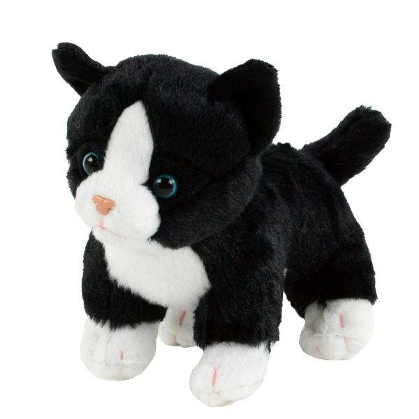Kuscheltier Katze schwarz-weiß 14 cm Stoffkatze