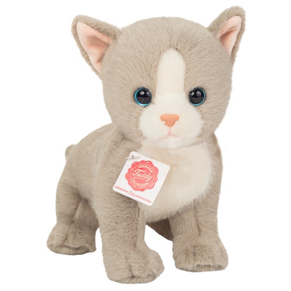 Teddy Hermann Kuscheltier Babykatze grau 24 cm Plüschkatze
