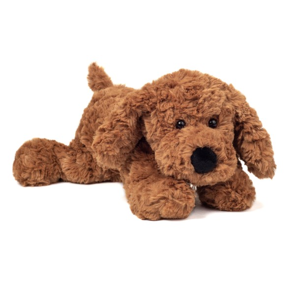 Teddy Hermann Schlenkerhund braun 28 cm liegend