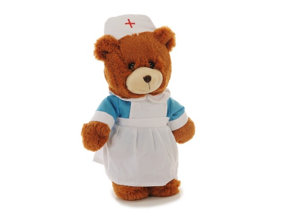 Krankenschwester Teddybär 28 cm braun