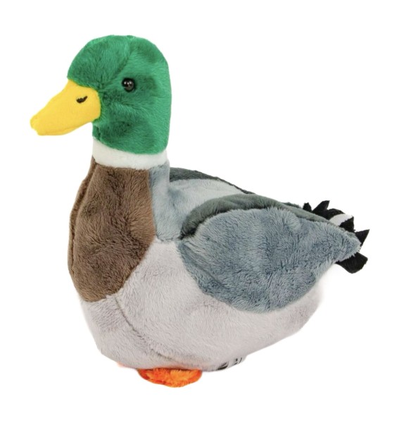 Kuscheltier Ente 21 cm stehend grün/grau/braun