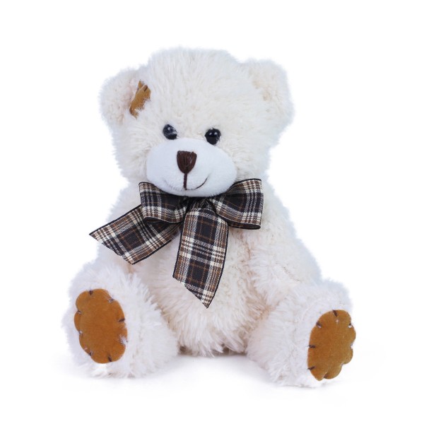Teddybär 15 cm weiß mit Flicken