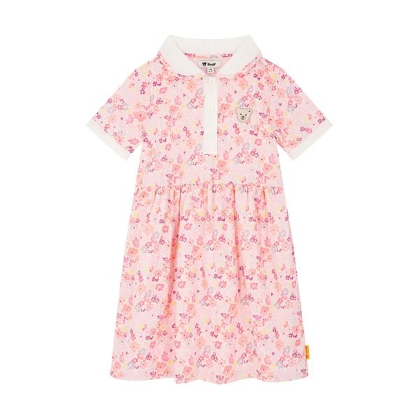 Steiff Kleid Polo kurzarm rosa geblümt