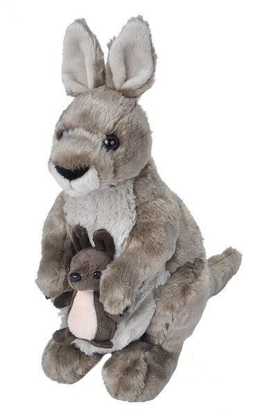 Wild Republic Känguru mit Baby 30 cm grau