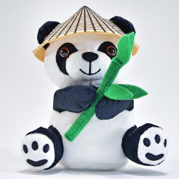 Labertier Panda Bao Bao mit Hut und Bambus 18 cm