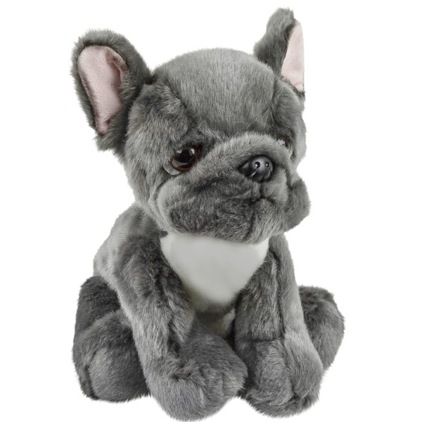 Französische Bulldogge grau 26 cm sitzend Kuscheltier Hund