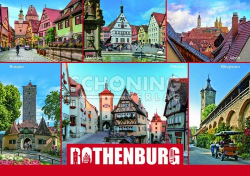 Magnet 6er Burgtor/Dächer/Stadt Rothenburg