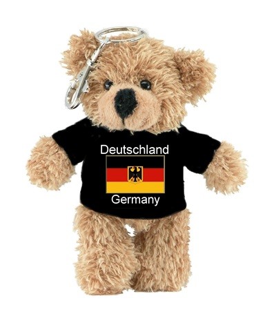 Schlüsselanhänger Teddy Wappen Germany schwarzes Shirt 15 cm