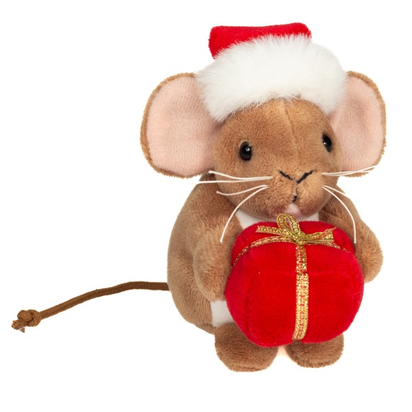 Teddy Hermann Weihnachtsmaus mit Geschenk 11 cm Plüschmaus