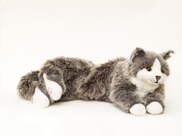 Kösen Katze Maine-Coon 74 cm grau-weiß Jodie Plüschtier