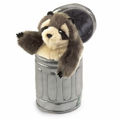 Folkmanis Waschbär im Mülleimer Handpuppe