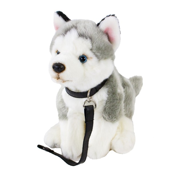 Kuscheltier Hund Husky mit Leine 25 cm Uni-Toys
