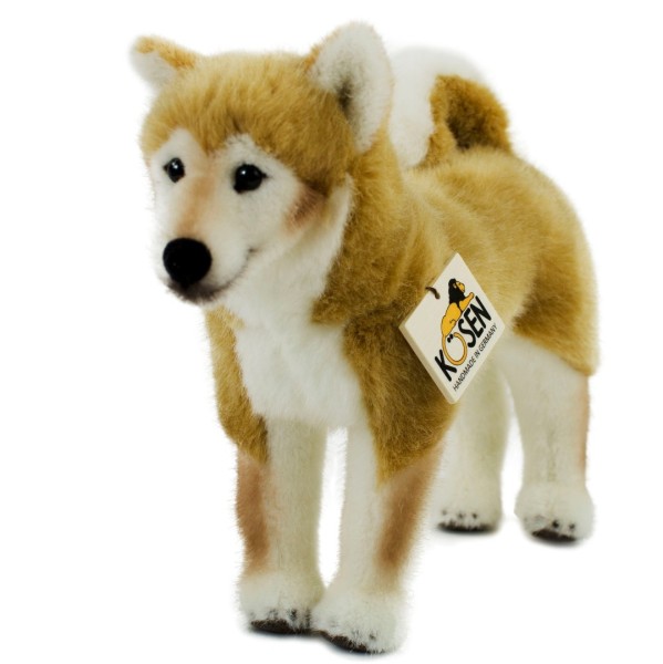 cm 28 Plüschhund | Shiba-Inu Teddys weiss Stoffhund gold Rothenburg stehend