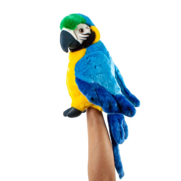 Handpuppe Papagei 25 cm blau Kuscheltier Uni-Toys