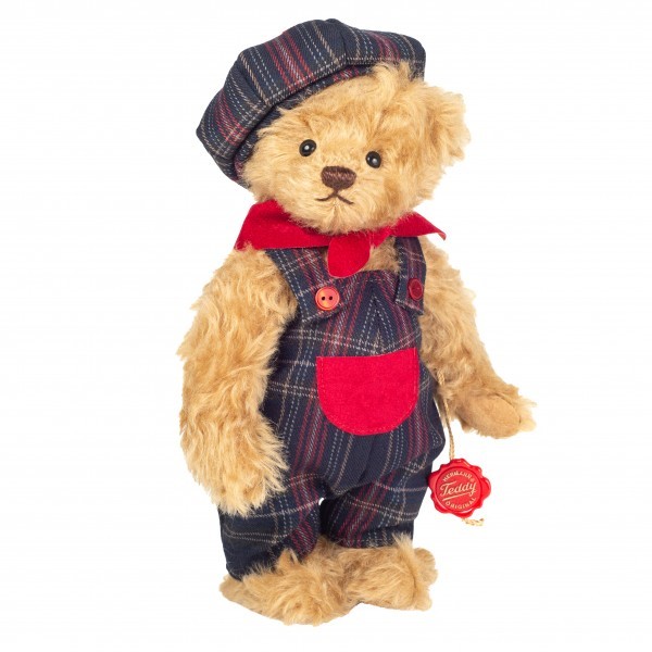 Teddy Hermann Teddybär Jules 24 cm mit Latzhose und Hut