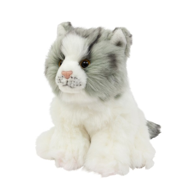 Kuscheltier Katze 17cm sitzend grau/weiß