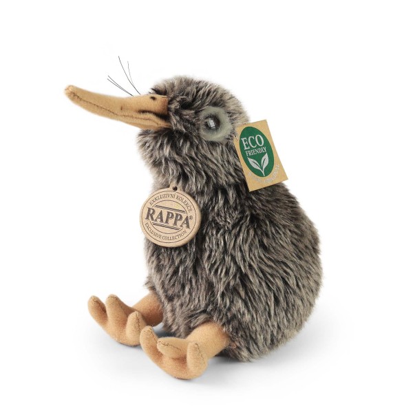 Kuscheltier Vogel Kiwi grau sitzend 15 cm Plüschkiwi