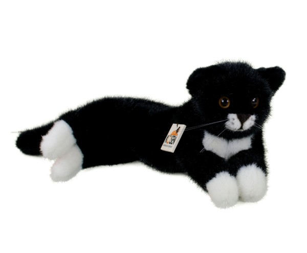 KÖSEN Katze Fini schwarz weiß liegend 41 cm