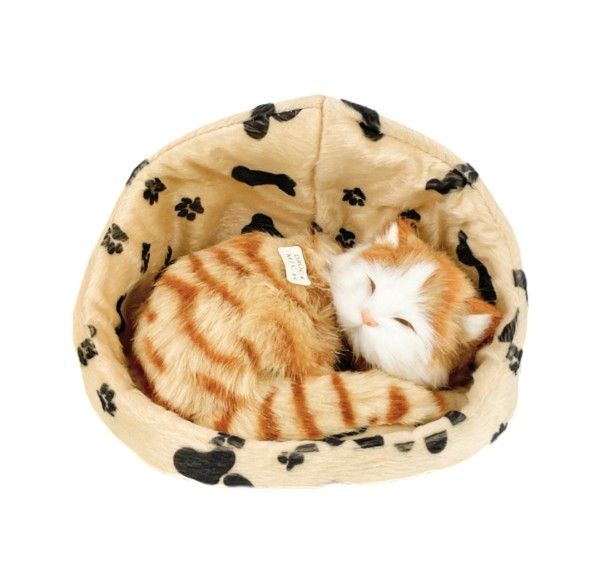 Katze im Korb rot 16 cm Plüschkatze