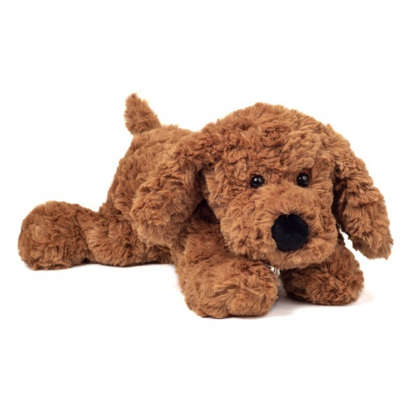 Teddy Hermann Schlenkerhund braun 28 cm liegend