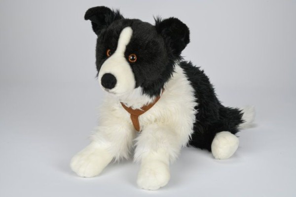 Border Collie schwarz weiß 62 cm Kuscheltier Hund mit Geschirr Uni-Toys