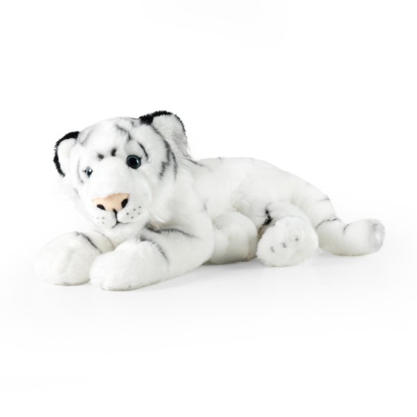 Kuscheltier Tiger liegend 36 cm weiß Plüschtiger