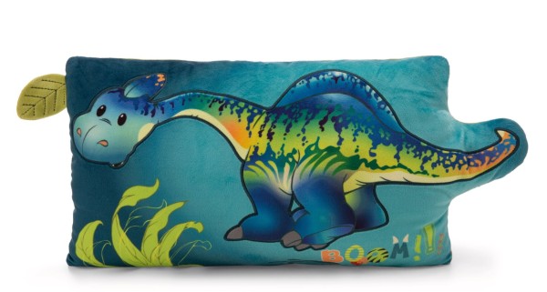 Nici Kissen Dino Snackilus blau/grün 43 x 25 cm