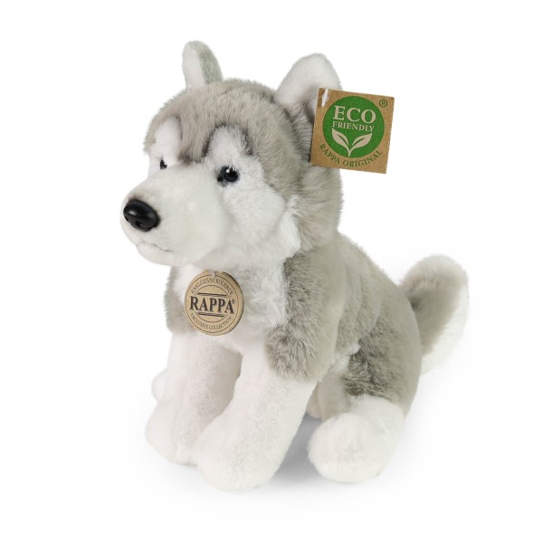 Kuscheltier Husky 23 cm sitzend grau/weiß Plüschhund