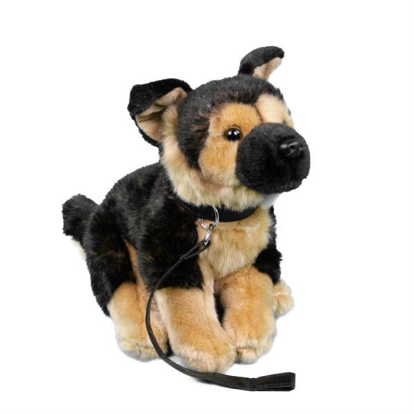 Kuscheltier Schäferhund sitzend 25 cm m. Leine