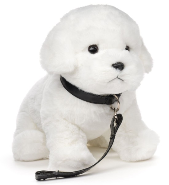 Kuscheltier Malteser mit Leine sitzend weiß 26 cm Plüschhund