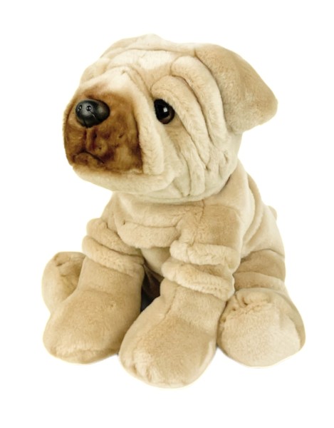 Kuscheltier Hund Shar Pei beige sitzend 30 cm Plüschhund