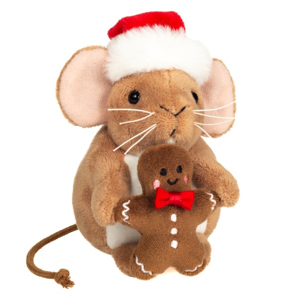 Teddy Hermann Weihnachtsmaus mit Lebkuchenmann 11 cm Plüschmaus