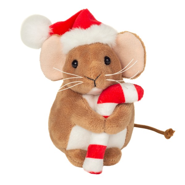 Teddy Hermann Weihnachtsmaus mit Zuckerstange 11 cm Plüschmaus