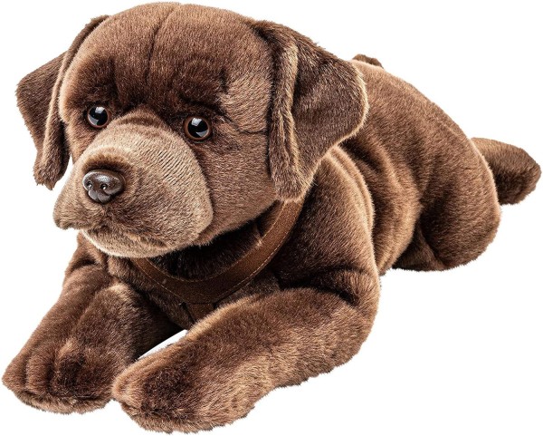 Labrador dunkelbraun liegend 70 cm Kuscheltier Hund Uni-Toys
