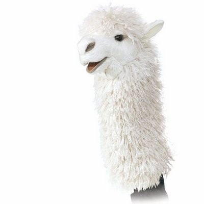 Folkmanis Handpuppe Lama 30 cm weiß