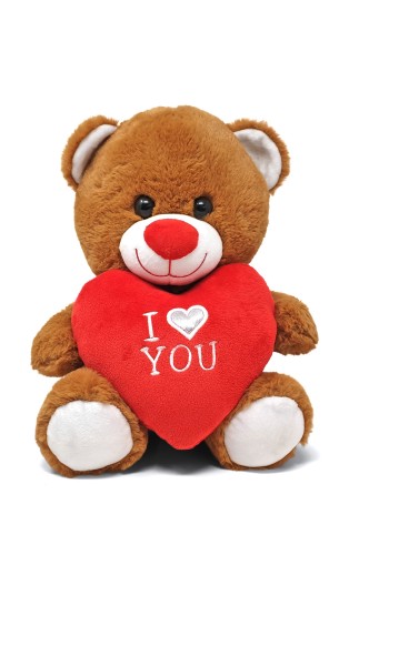 Teddybär mit I Love You Herz dunkel 20 cm