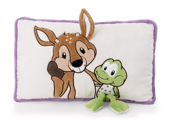 Nici Kissen Rehbock & Frosch 43 x 25 cm Plüschkissen