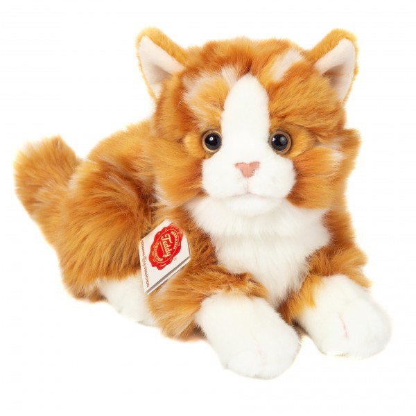 Teddy Hermann Katze rot getigert liegend 20 cm